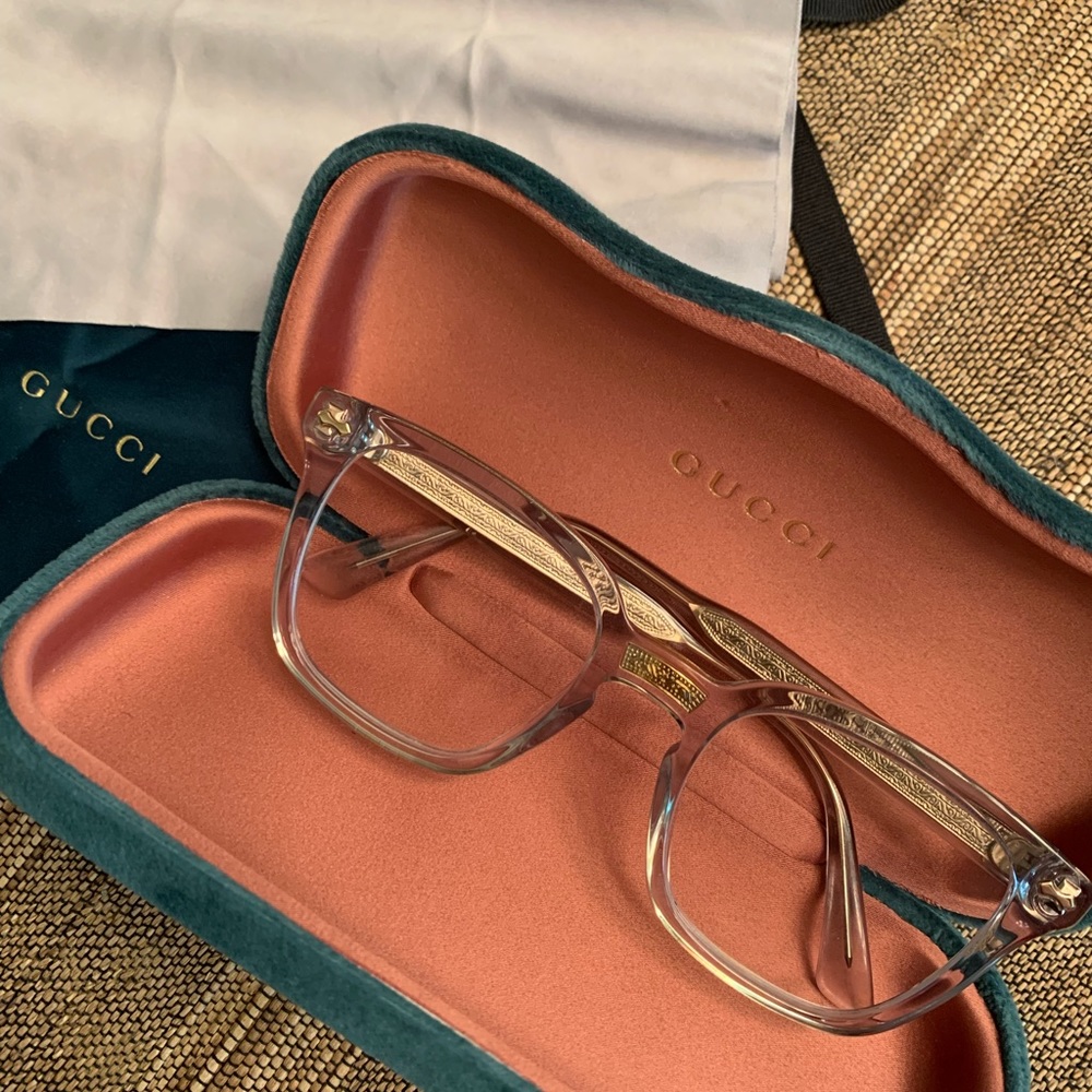 Gucci Eyeglasses Transparent Crystal, Gold 50mm